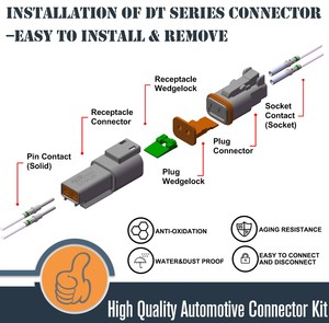  ST6144 333PCS DT Connector Kit(Deutsch Connectors Kit) 2 3 4 6 Pin Connectors & 16# Solid Contacts Terminals & JRD-HDT-48 Crimpe